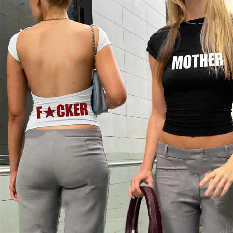 Backless Short Sleeve White Y2K Clothes Crop Top Women Aesth - Essentially Faith