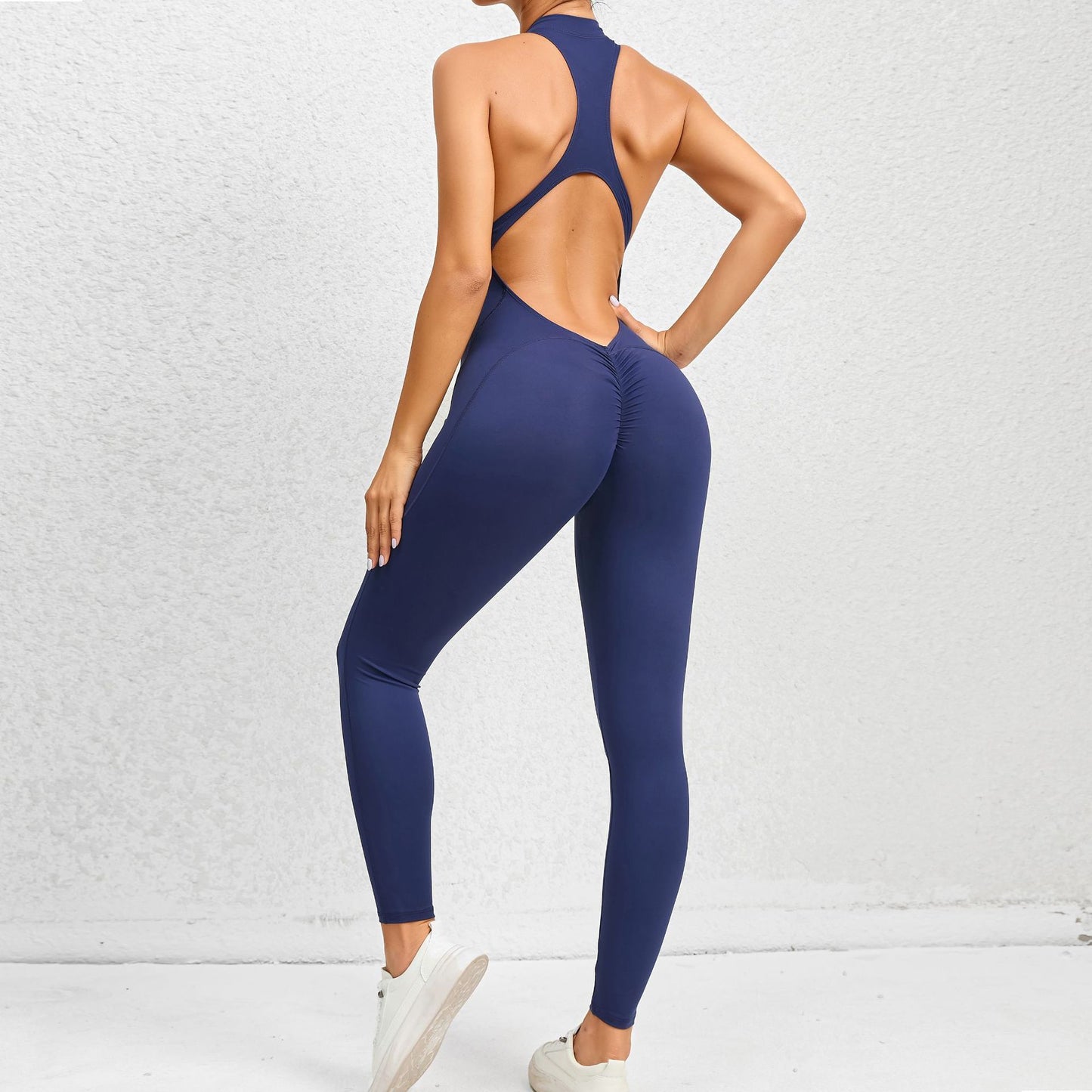 Zippered Yoga Fitness Jumpsuit Sleeveless Tummy Control Stretch Shapewear Butt Lifting Sportswear Women Fashion Outfits Clothing - Essentially Faith