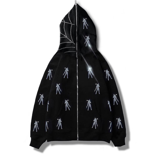 Autumn And Winter Loose Type Y2K Trend Water Drill Hoodie Cardigan (Mens) - Essentially Faith