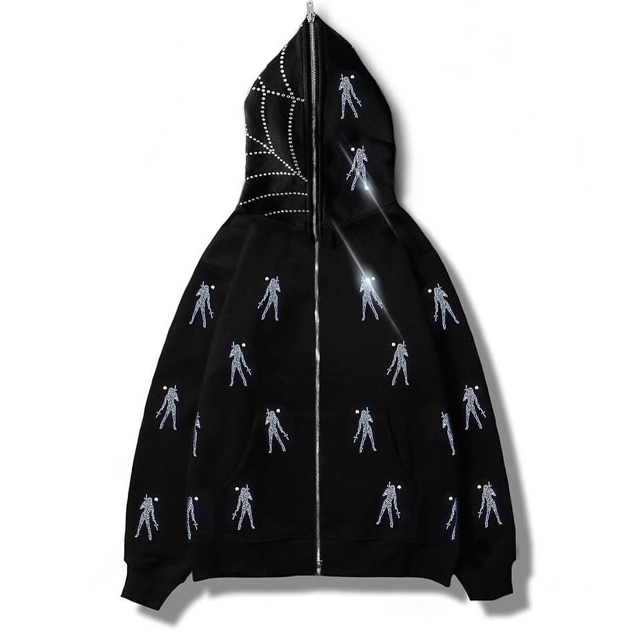 Autumn And Winter Loose Type Y2K Trend Water Drill Hoodie Cardigan (Mens) - Essentially Faith
