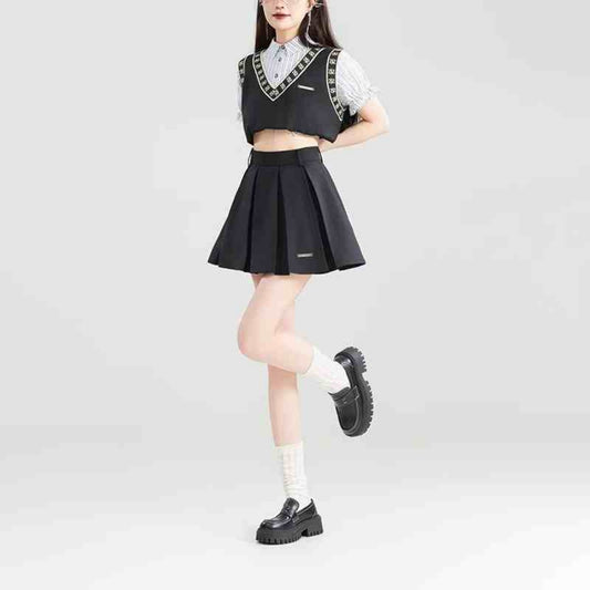 American Retro Style Fake Two Piece Shirt - Essentially Faith