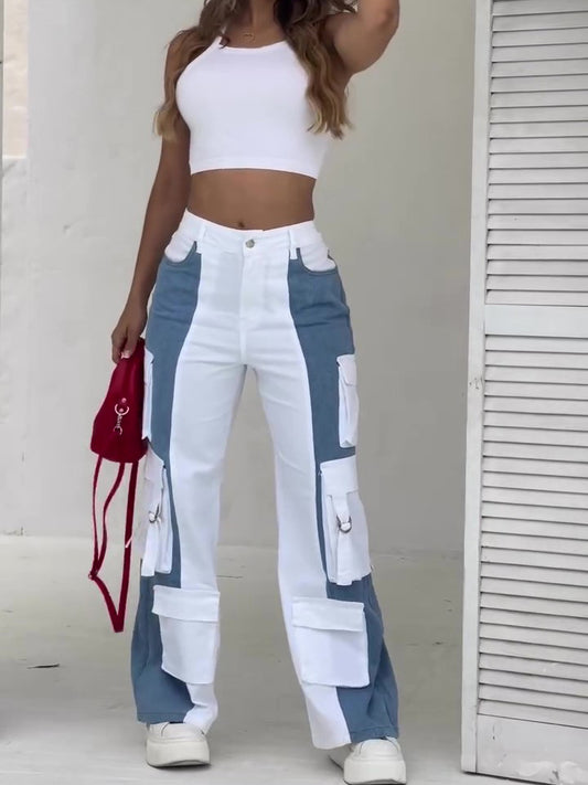 Contrast Pocket Cargo Jeans - Essentially Faith